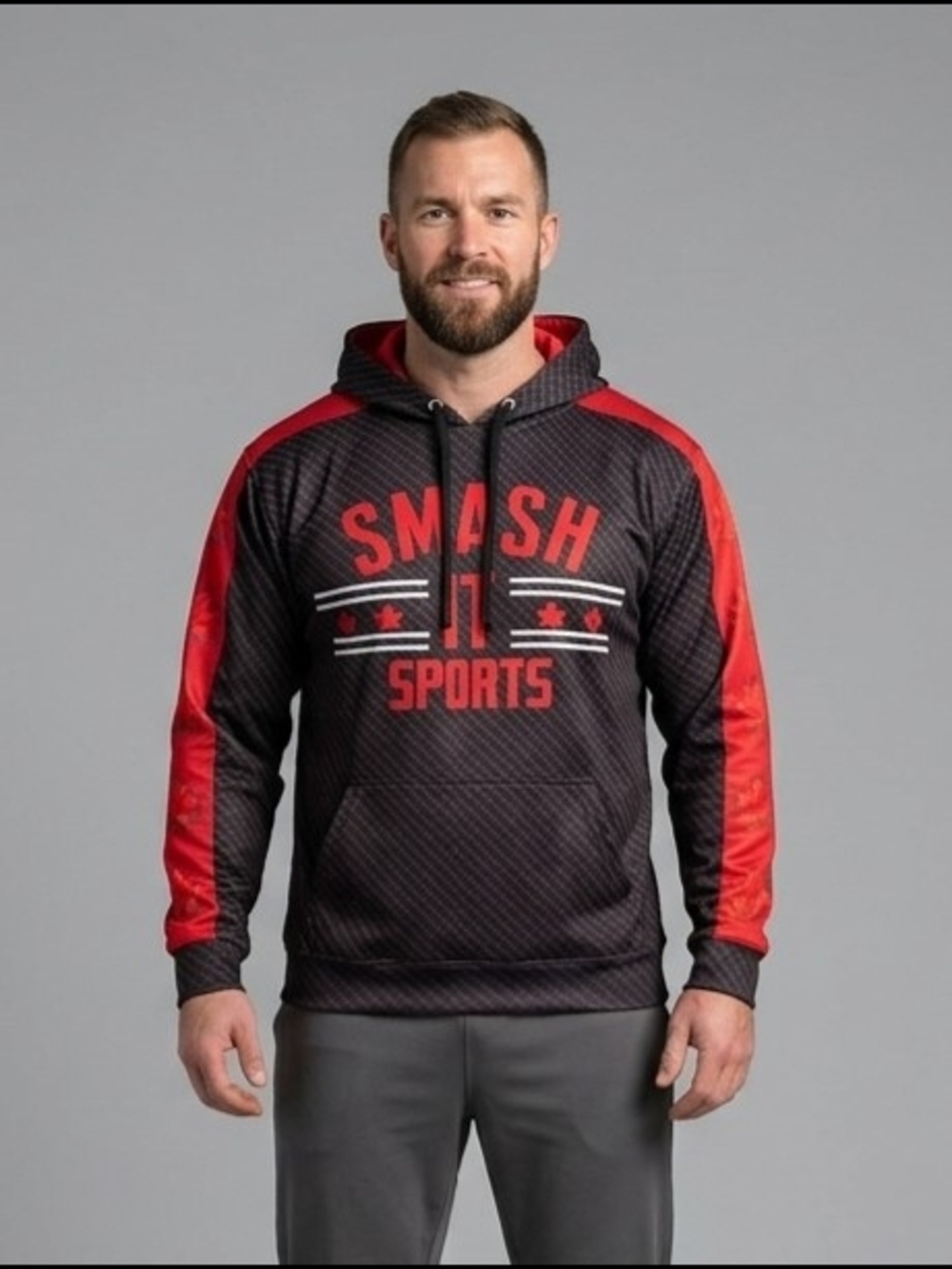 Smash It Sports Canada Slowpitch Softball Hoodie M Black Red Athletic Pullover